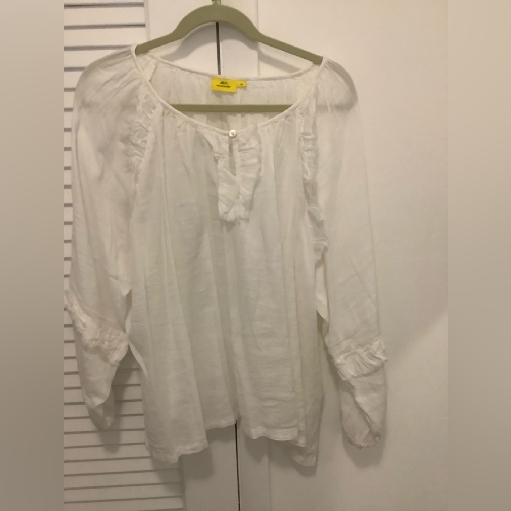 White cotton Roller Rabbit ruffle edge blouse